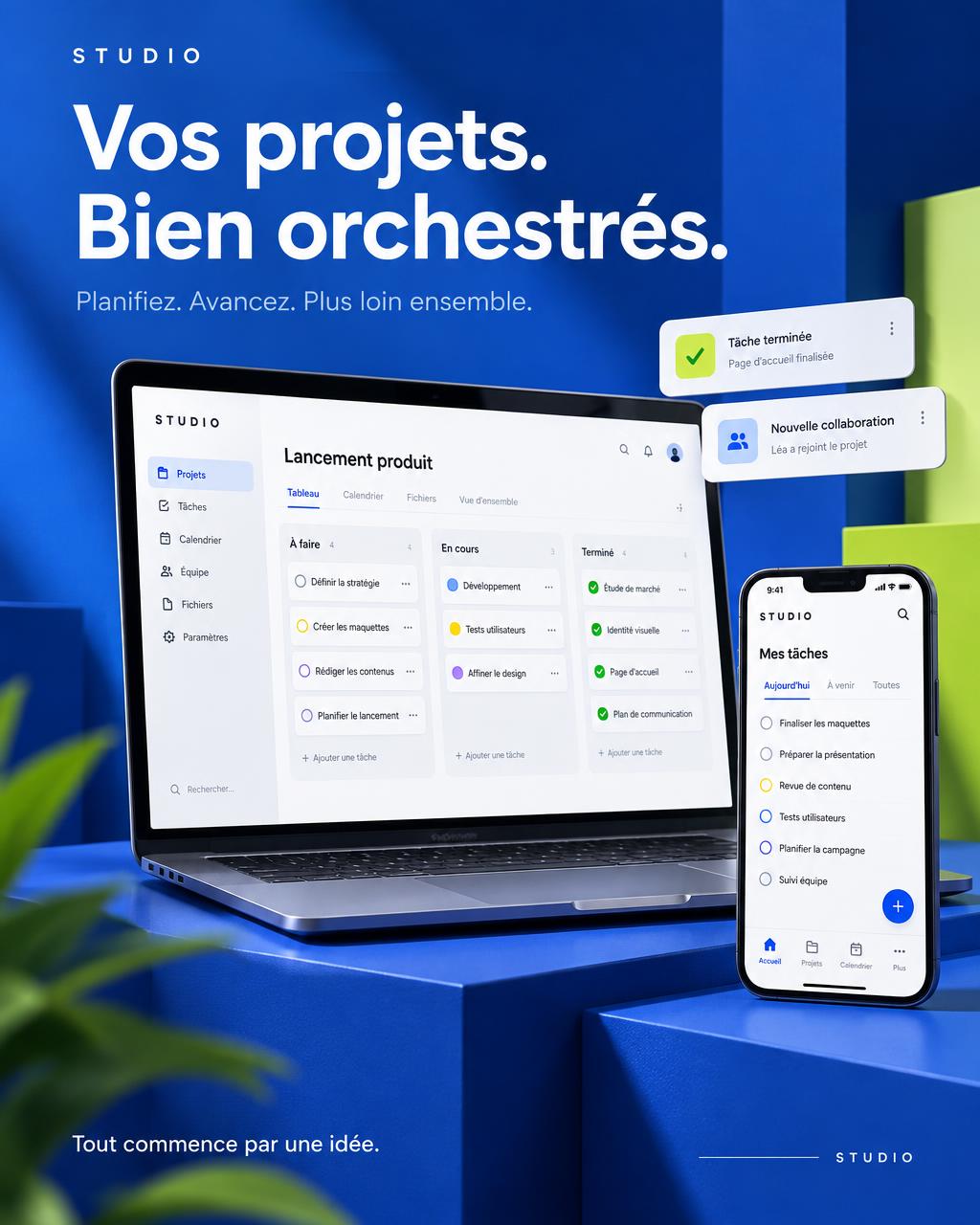 SaaS & services : mockups & interface pour studio.app